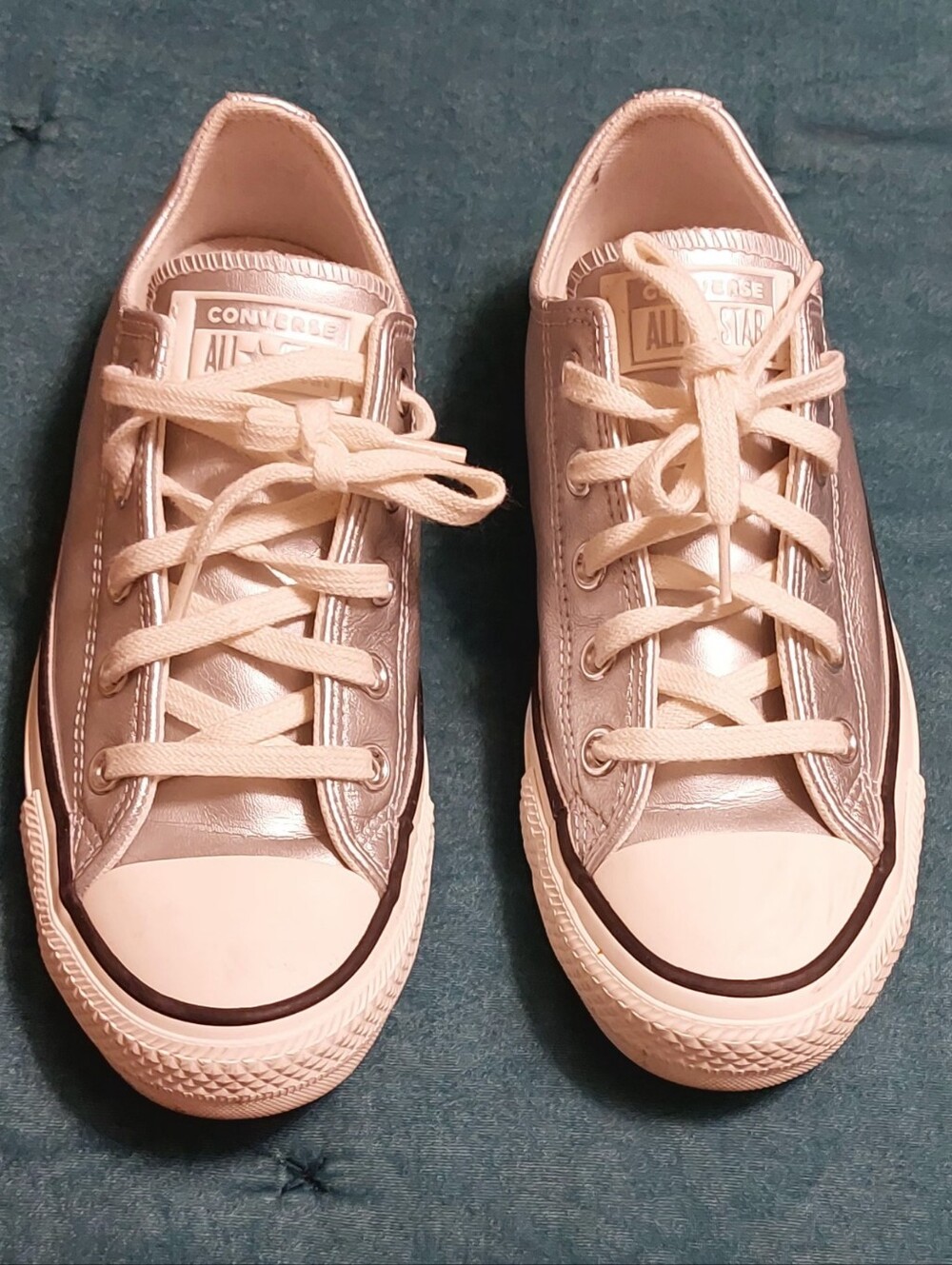 Converse Meatllic Silver Leather Chuck Taylors